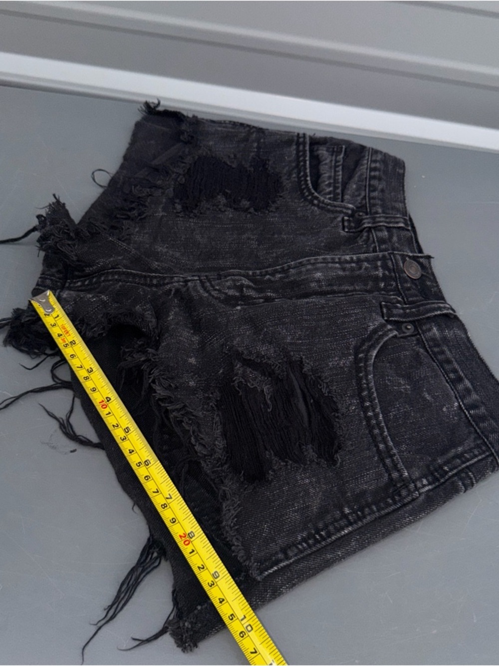 Abercrombie & Fitch Black Distressed Denim Cutoff Shorts - Picture 5 of 12